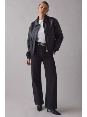 UO BDG Casey Faux Leather Oversized Bomber Jacket S Full Zip Urban Outfitters